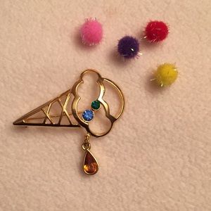 Vtg LIA SOPHIA Ice cream  cone brooch
